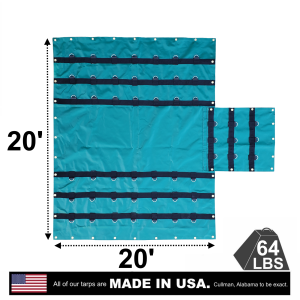Lookout Mountain Tarp - 20' x 20' Vinyl Lumber Tarp with Flap for Flatbed Truck and Trailer - 6' Drop