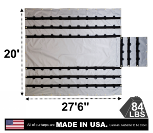 Lookout Mountain Tarp - 20' x 27'6" Vinyl Lumber Tarp with Flap for Flatbed Truck and Trailer - 6' Drop