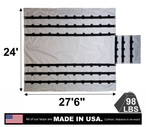 Lookout Mountain Tarp - 24' x 27'6" Vinyl Lumber Tarp with Flap for Flatbed Truck and Trailer - 8' Drop