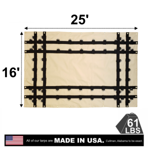 Lookout Mountain Tarp - 16' x 25' Vinyl Steel Tarp with D-Rings for Flatbed Truck and Trailer - 4' Drop